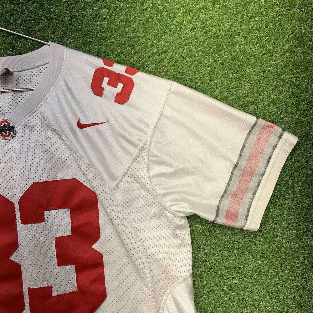 Nike Ohio State Buckeyes Jersey Mens 2XL Joe Gantz #33 Away White Faded Athletic